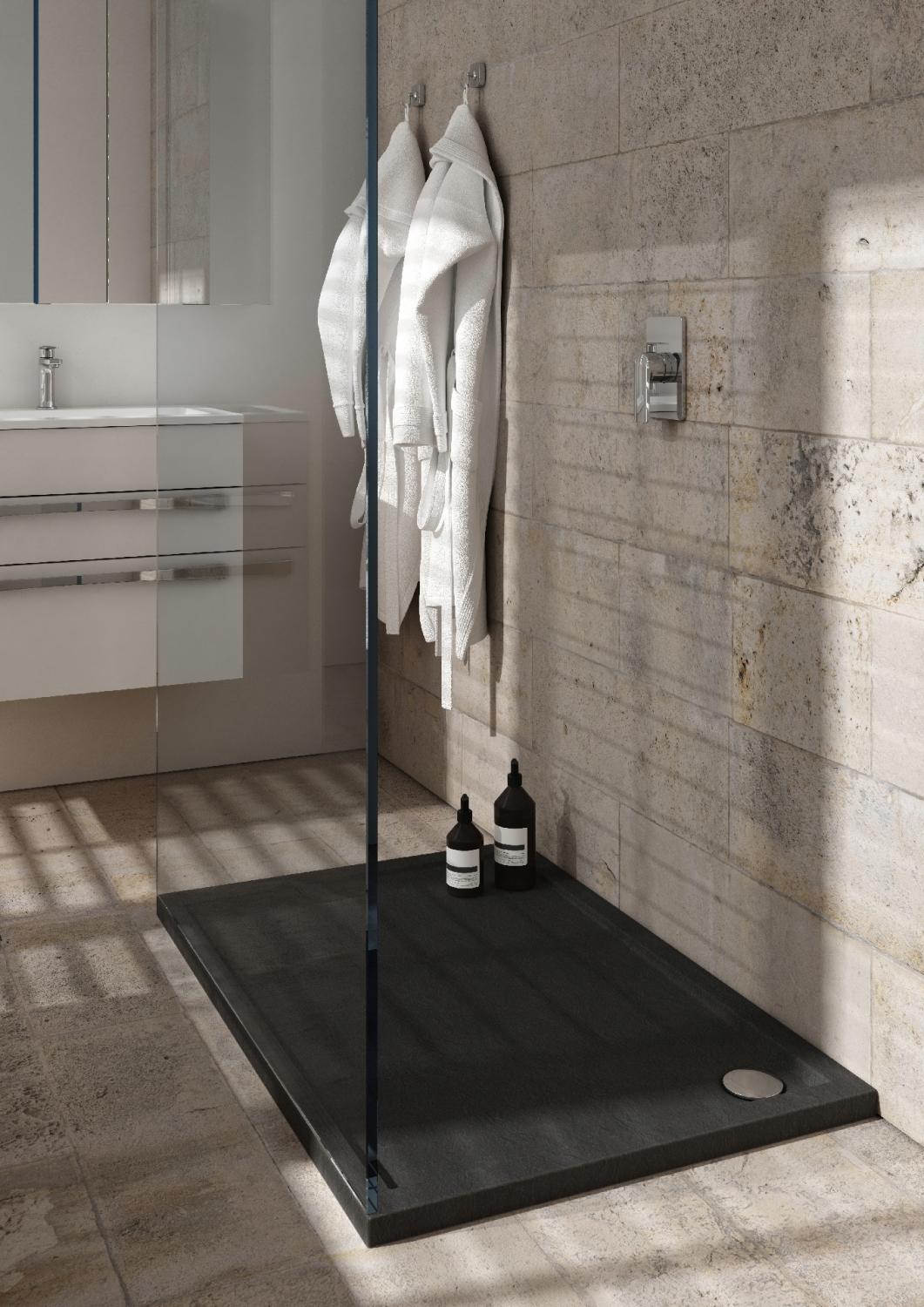 SCHEDPOL Brodzik akrylowy Caspar New Standard Plus Black Stone 80x120x4,5cm