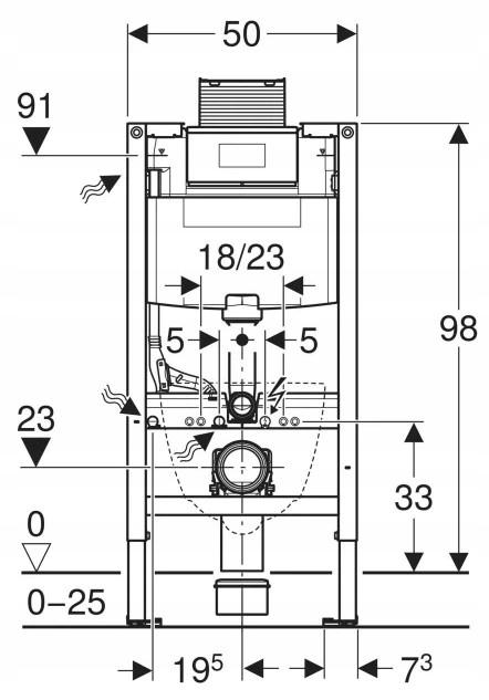 GEBERIT Stelaż podtynkowy Geberit Duofix do WC, Omega 12cm, H98