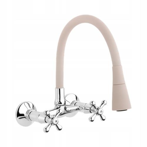 INVENA BATERIA ŚCIENNA ROMA Z ELASTYCZNĄ WYLEWKĄ, KOLOR BEŻOWY