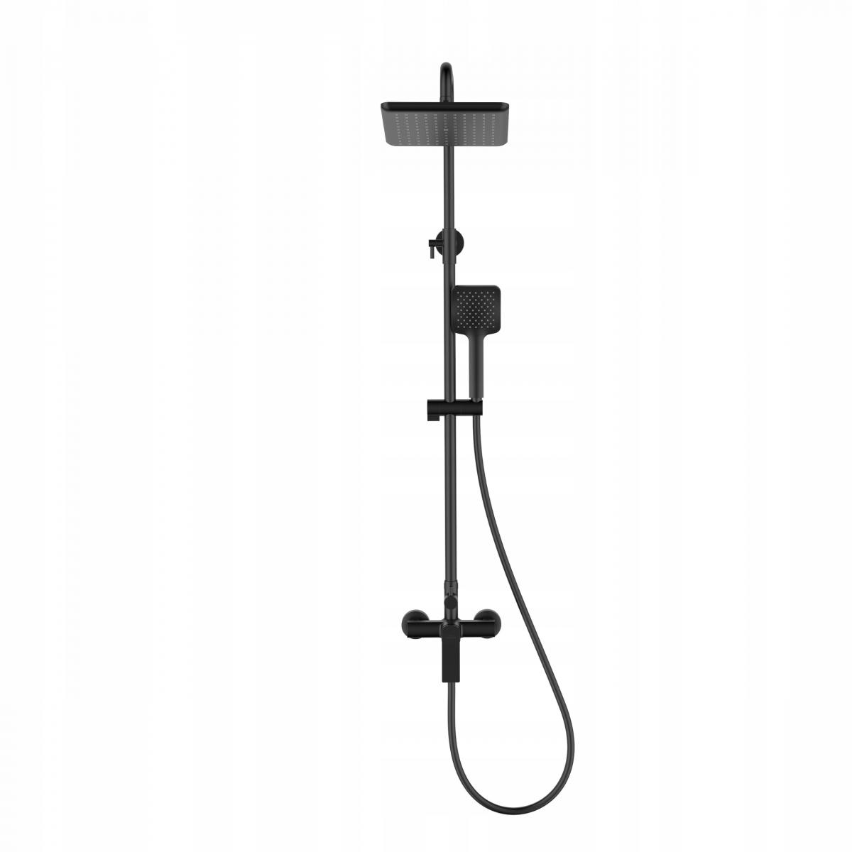 INVENA DESZCZOWNIA Z BATERIĄ NATRYSKOWĄ NERI INVENA TREND CZARNA