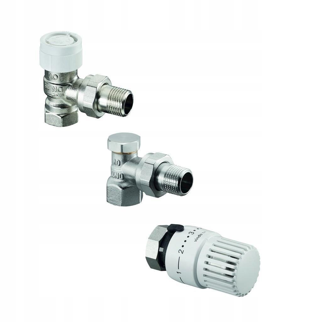 Zestaw grzejnikowy DN 15 kątowy (Vindo TH 0 1-5, zawór AV9, Combi 2)