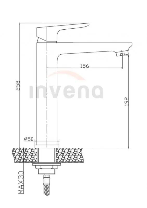 Bateria umywalkowa INVENA wysoka DOKOS CHROM 48h