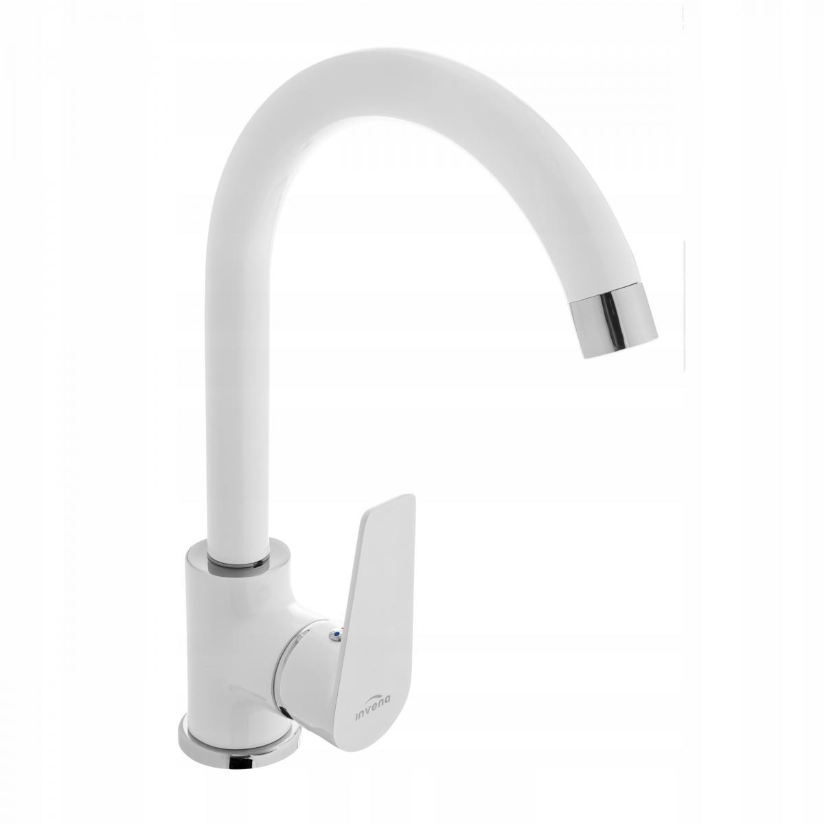 Bateria zlewozmywakowa INVENA DOKOS BIAŁY CHROM z wylewką 48h