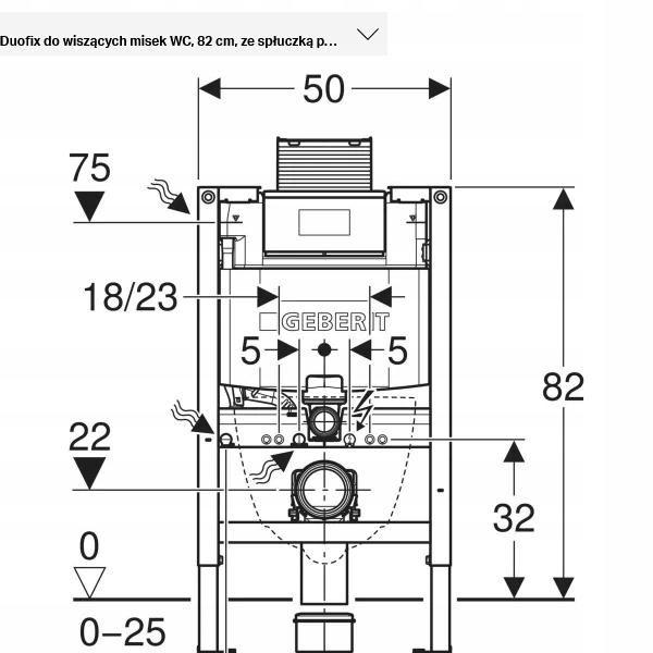 GEBERIT Stelaż podtynkowy Geberit Duofix do WC, Omega 12cm, H82
