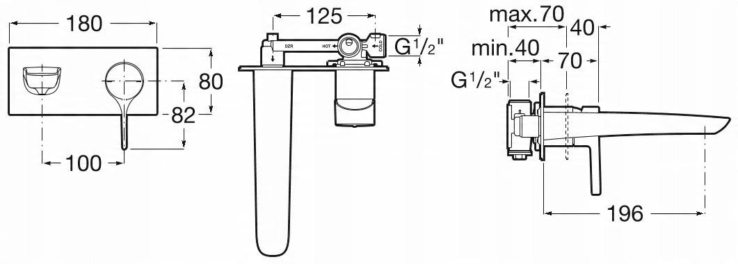 Moduł podtynkowy do baterii umywalkowej 2-otw. Czarny ROCA