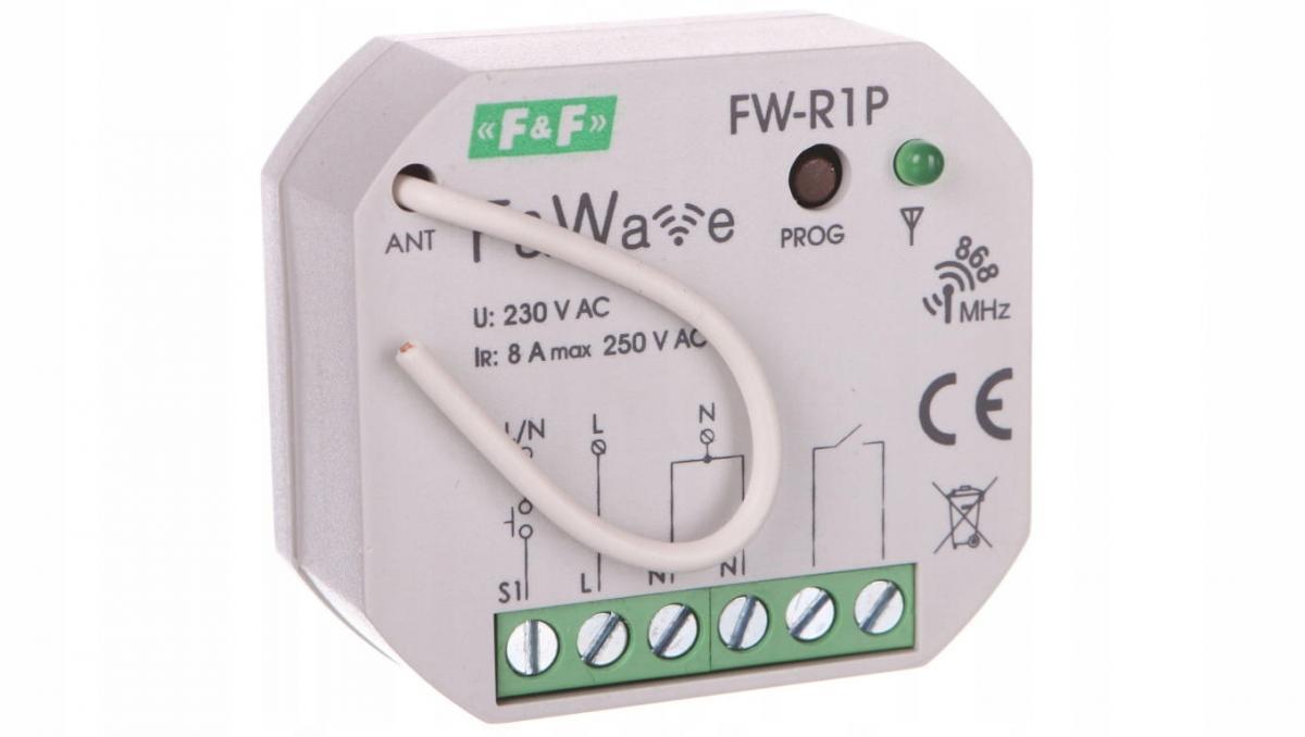 F&F Radiowy pojedynczy przekaźnik bistabilny - montaż PDT 85÷265V AC/DC
