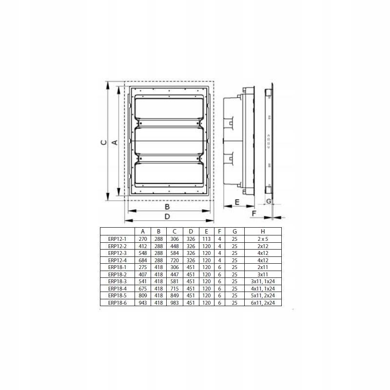 ETI Rozdzielnica podtynkowa, drzwi metalowe, IP40, ERP24-4