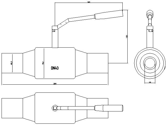 DANFOSS Zawór kulowy JIP z końcówkami do wspawania, PN40, DN40
