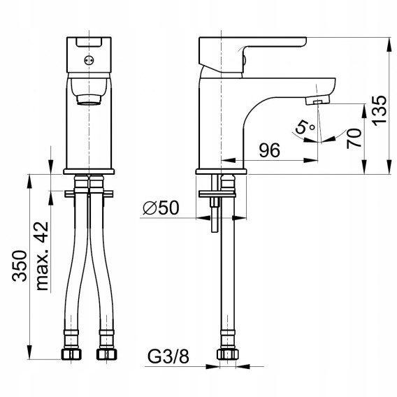 Bateria umywalkowa stojąca ARMATURA KRAKÓW SODALIT 1-uchw. mosiężna chrom