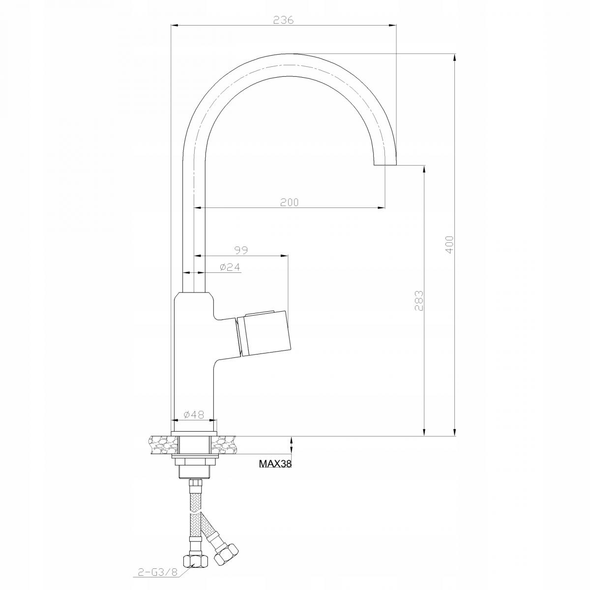 INVENA BATERIA ZLEWOZMYWAKOWA GABRO PLUS INVENA TREND CHROM
