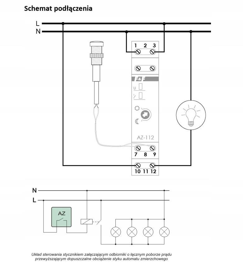 Automat zmierzchowy AZ-112 I=16A, zewnętrzna sonda hermetyczna fi 10, 1 mod