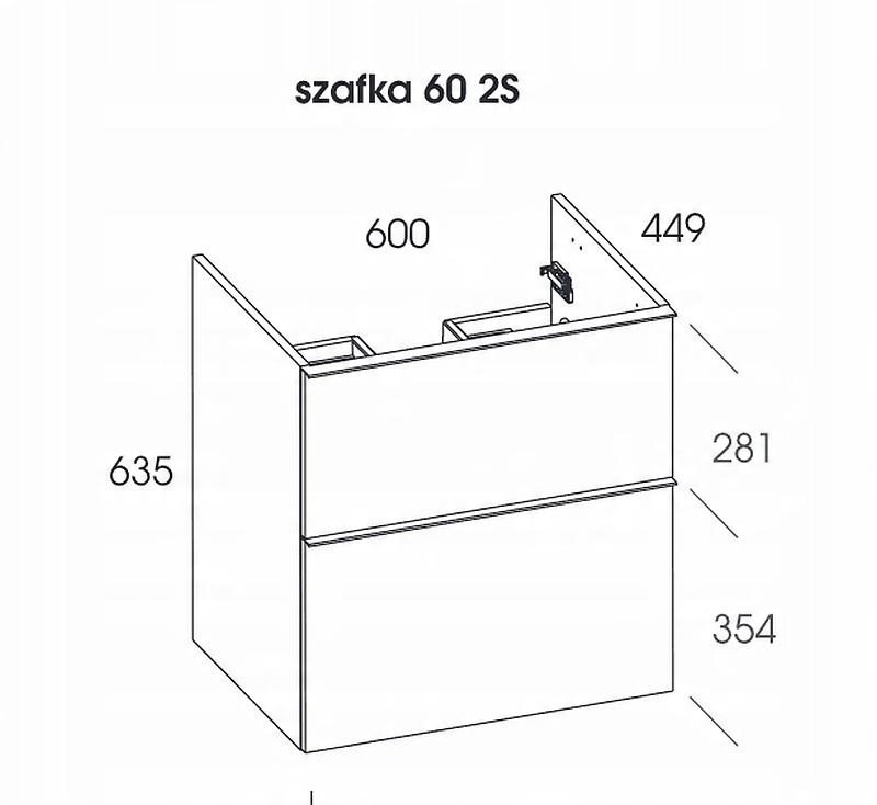 Szafka podumyw. LOOK 60x45cm Wisząca 2S White ELITA