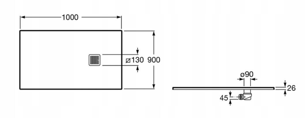 ROCA Brodzik TERRAN prostokątny 1000 x 900 mm syfon w kpl beżowy