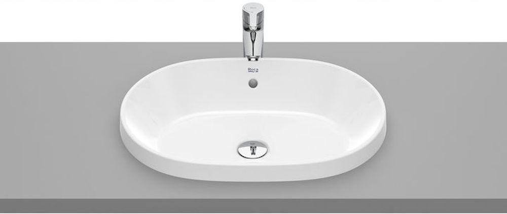 Umywalka blatowa GAP 55x39cm Owalna, b/otw., z/przel. Biały ROCA