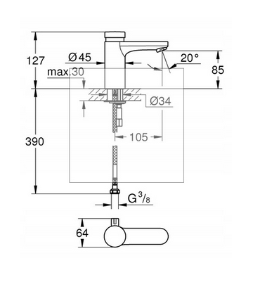 GROHE Samozamykająca bateria umywalkowa 48h