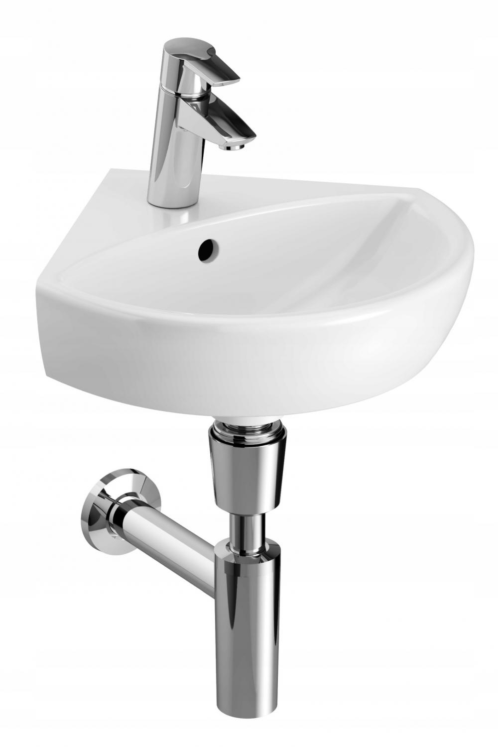 Umywalka kompaktowa Selnova narożna, B41.5 cm, H16.5 cm, T41 cm, z przelewe