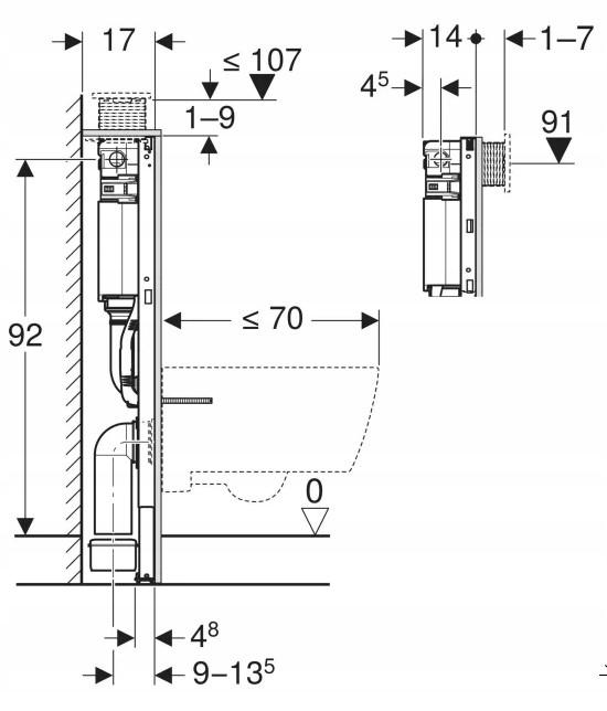 GEBERIT Stelaż podtynkowy Geberit Duofix do WC, Omega 12cm, H98