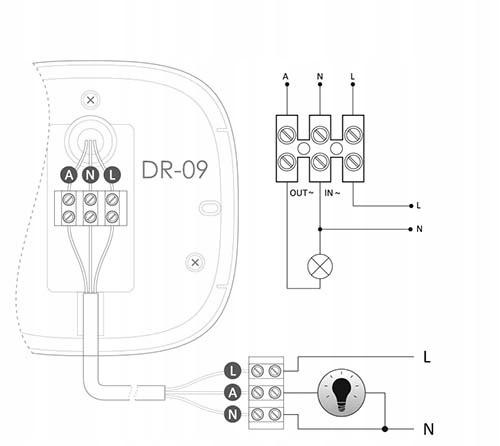 Czujnik ruchu PIR z funkcją obecności, IP-65, sufitowy, 360°, 10A, 230V DR-
