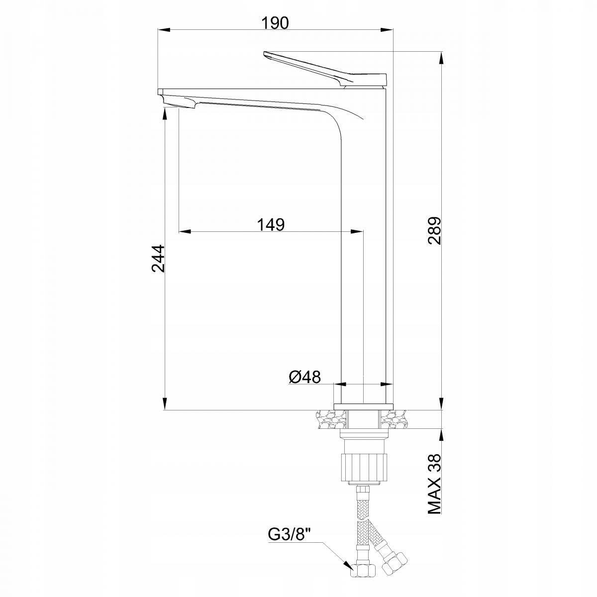 INVENA BATERIA UMYWALKOWA WYSOKA ALONIA INVENA TREND, CHROM