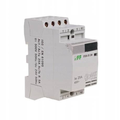 Stycznik modułowy ST25-31/24 stycznik modułowy styki 3NO+1NC I=25A nap. Cew