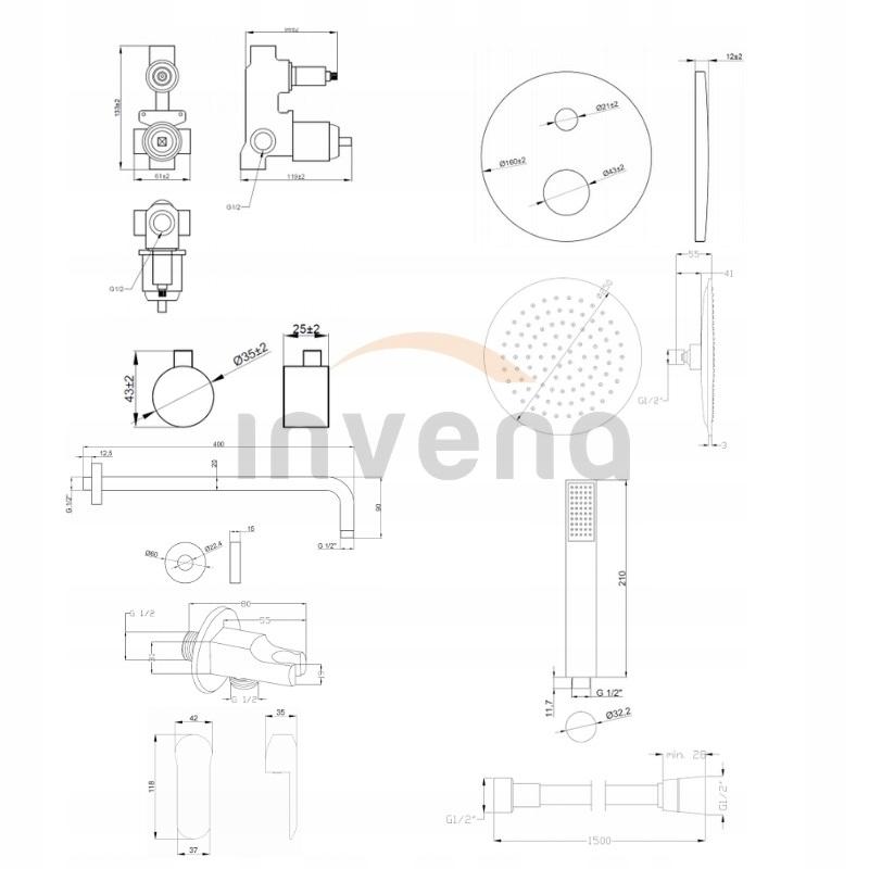 INVENA ZEST PODTYN Z BAT PODTYNK 2F SIROS, OKR, CZARNY, NR 12