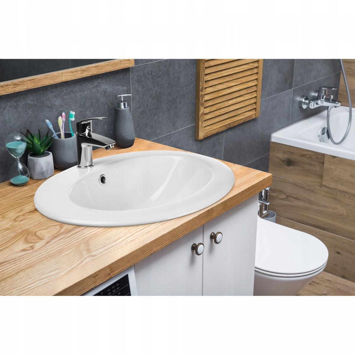 INVENA UMYWALKA WPUSZCZANA W BLAT NIKEA 50 CM, Z OTW. NA BAT.