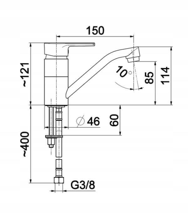 Bateria umywalkowa stojąca ARMATURA KRAKÓW SELEN 1otw chrom z zestawem mont