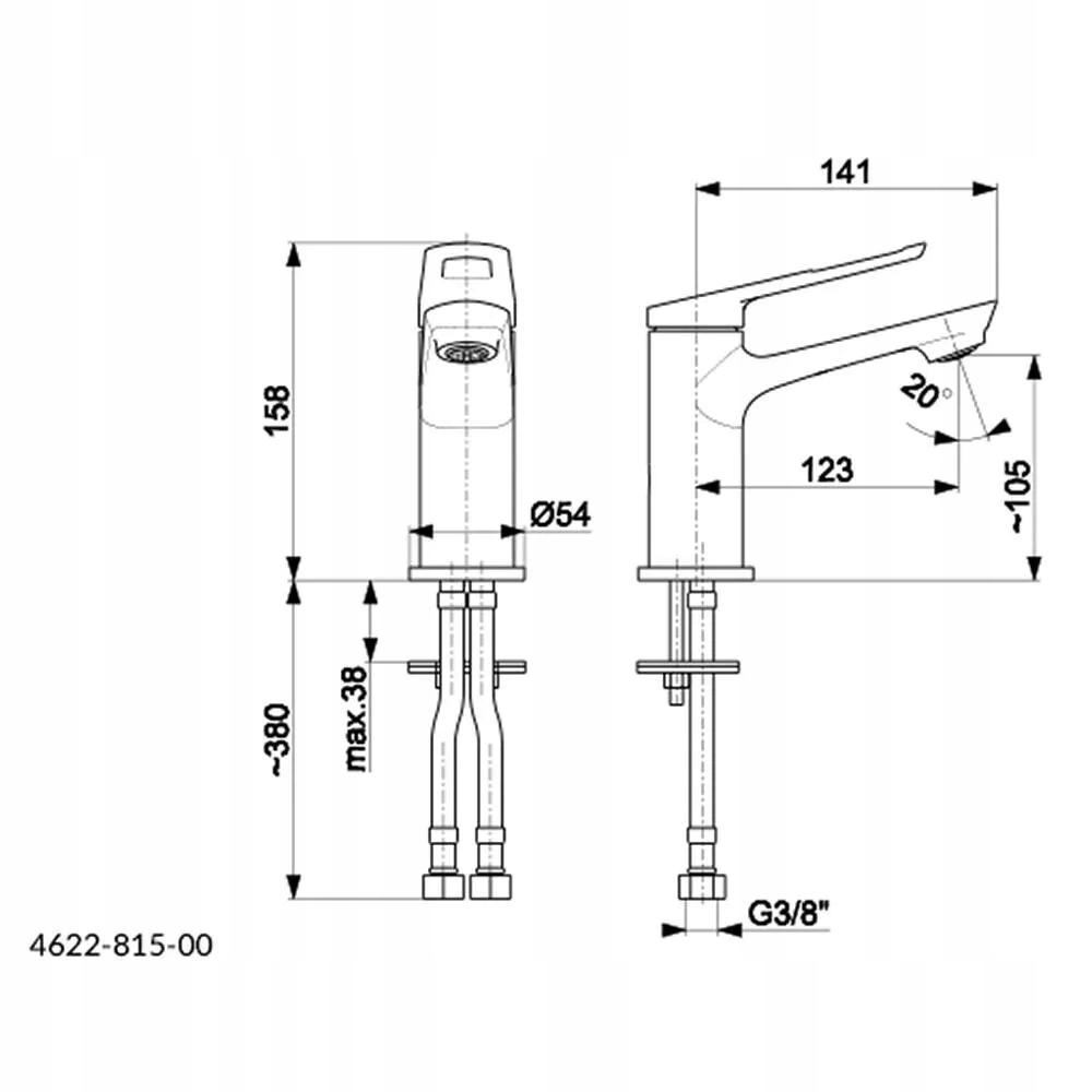 Bateria umywalkow stojąca ARMATURA KRAKÓW ANGELIT 1uchw 1otw mosiężna chrom