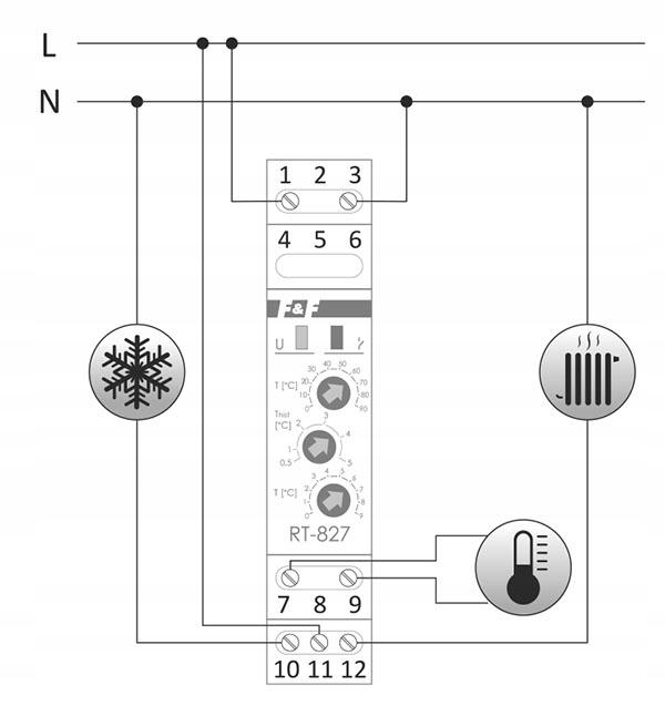 F&F Regulator temperaturyw zakresie od 0 do 99st.C, I=16A, 1moduł