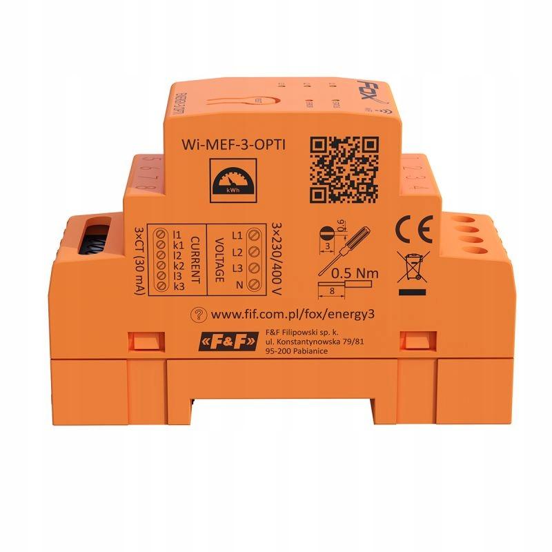 F&F Zestaw: monitor zużycia energii MEF-3-OPTI-100 FOX z lampką LK-BZ-3