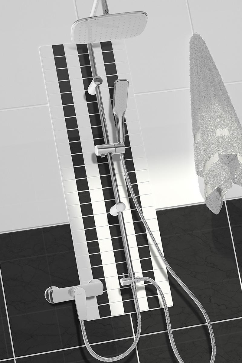 Bateria natryskowa INVENA DOKOS BIAŁY CHROM 48h