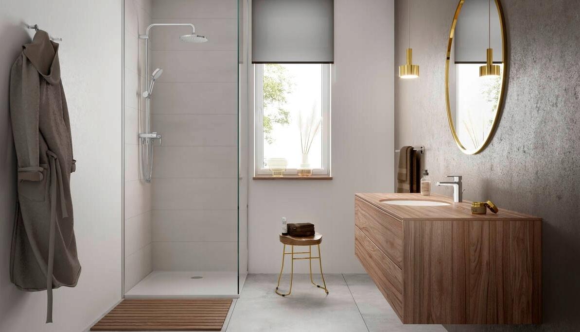 Bateria umywalkowa stojąca Hansgrohe Vernis Blend srebrny