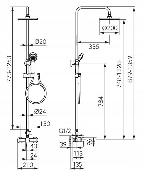 FERRO Zestaw natryskowy RITTO BLACK z baterią natryskową BTR7U, czarny
