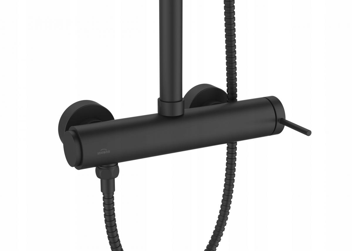 INVENA DESZCZOWNIA Z BATERIĄ NATRYSKOWĄ KALITEA INVENA TREND CZARNA