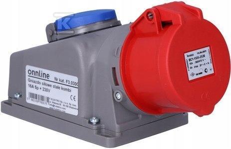 ONNLINE Gniazdo siłowe stałe kombi 16A 5p + 230V ONNLINE