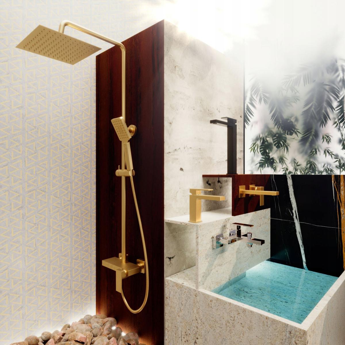 VALVEX Bateria umywalkowa stojąca bez korka spustowego ARS BRUSHED GOLD