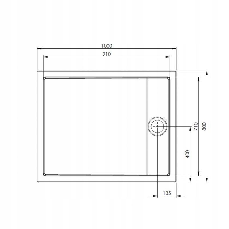 Brodzik akryl prostokątny 80x100x13.5 cm ROCA GRANADA COMPACT zawiera syfon