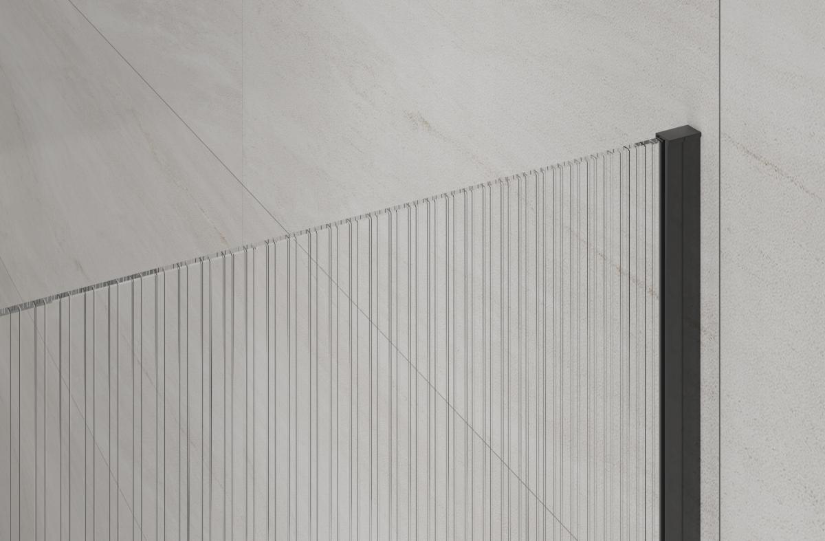 INVENA KABINA WALK-IN II TREND 80X200CM RYFLOWANA 8MM SHINY-GL. CZARNY