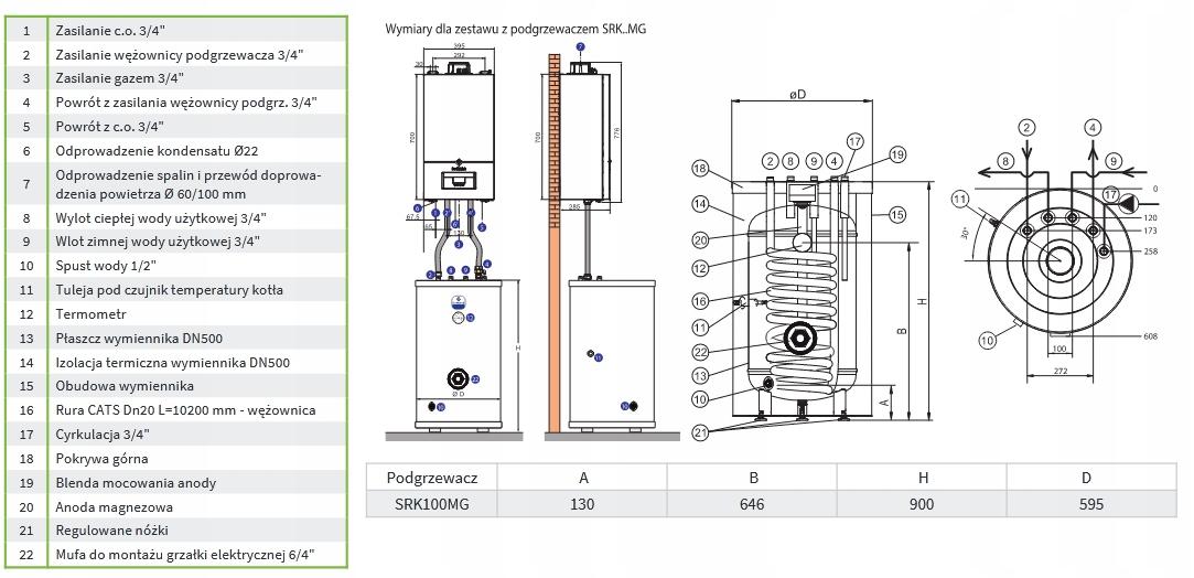 Kocioł gazowy De Dietrich Inidens 24 +100L 2-f 48h