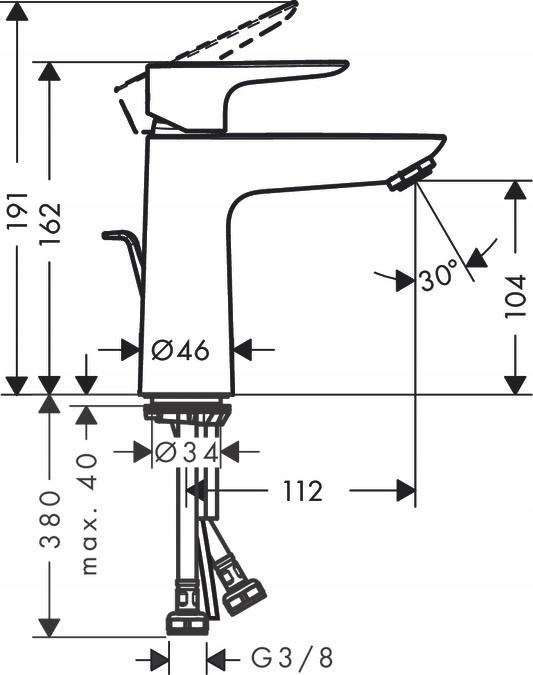 Bateria umywalkowa stojąca HANSGROHE Talis E 110 1-uchwyt. 1-otw. Chrom