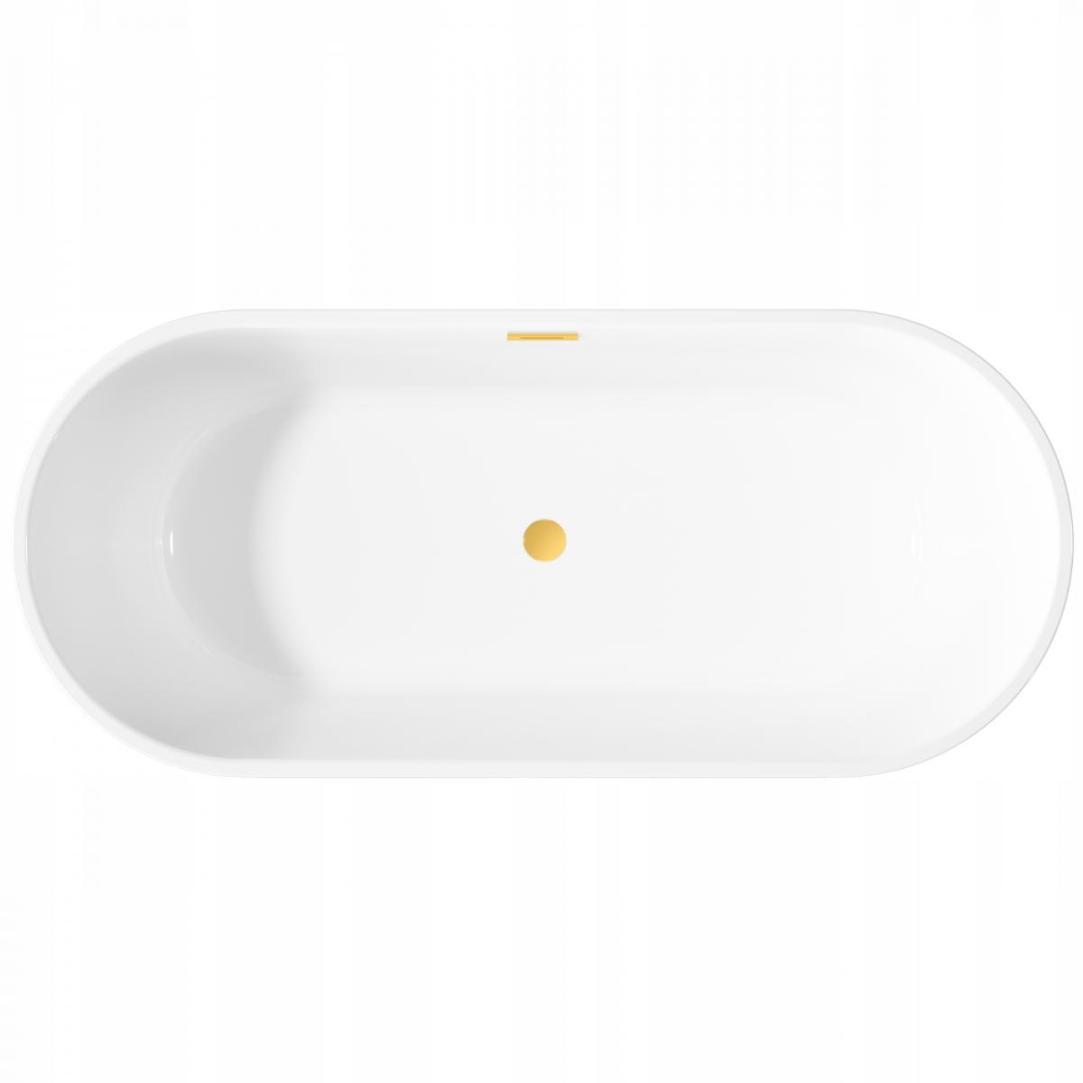 INVENA WANNA WOLNOSTOJĄCA 170 CM LIMNOS Z SYFONEM ZŁOTY