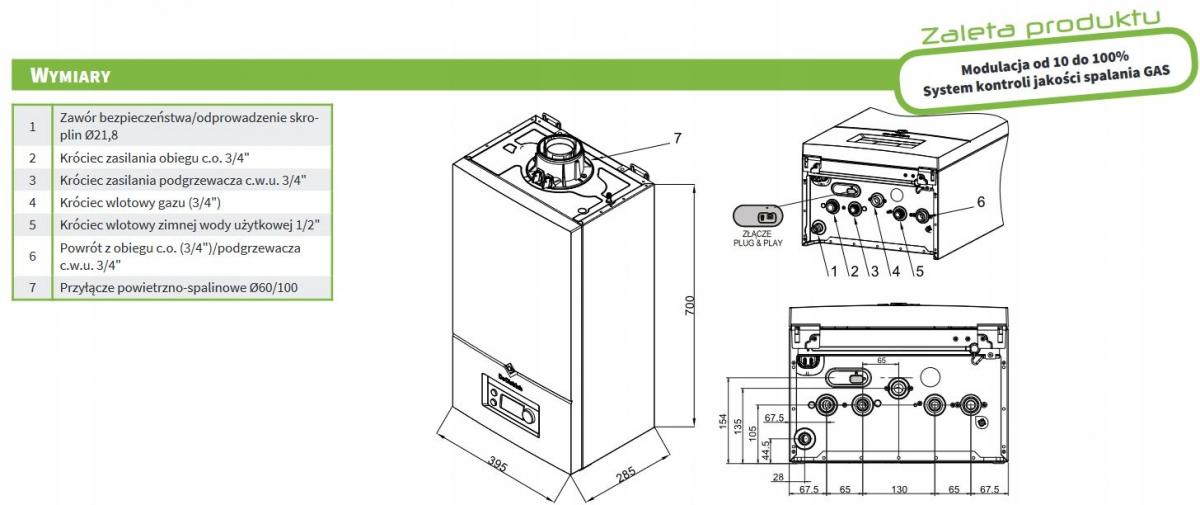 DE DIETRICH PAKIET MCR4 Kocioł gazowy kondensacyjny 19 kW separator 3/4 48h
