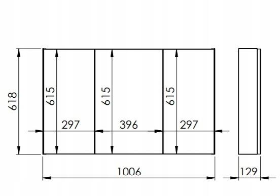 Szafka z lustrem 1006 x 129 x 618 mm ROCA Basic 100 3D