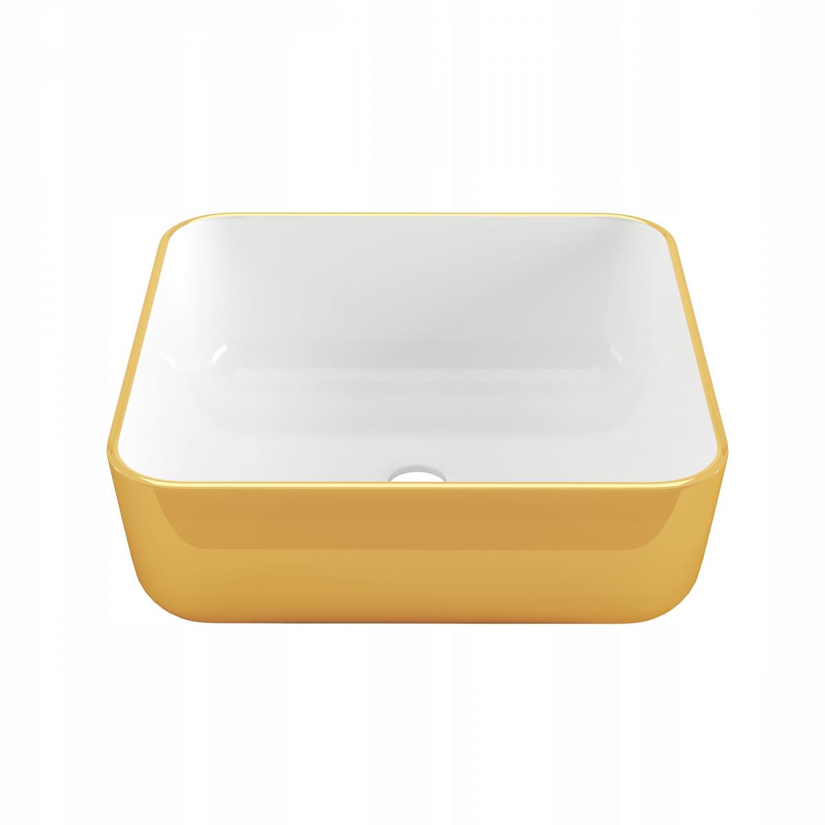 INVENA UMYWALKA NABLATOWA MALAGA INVENA TREND 39 CM, KWADRATOWA BIAŁO ZŁOTA