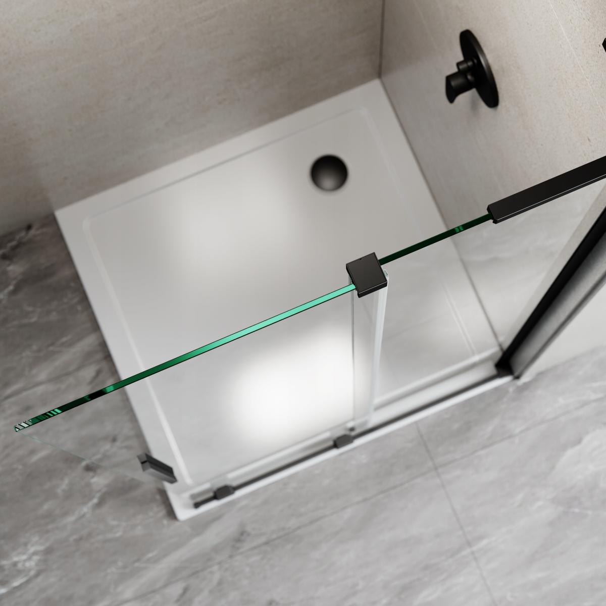 KABINA WALK-IN PRZESUWNA 120 CM, TRANSP 8 MM, CZARNY