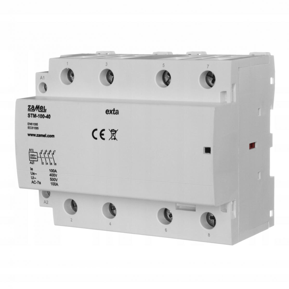 ZAMEL Stycznik modułowy instalacyjny 100A, 4xNO, 230V AC STM-100-40