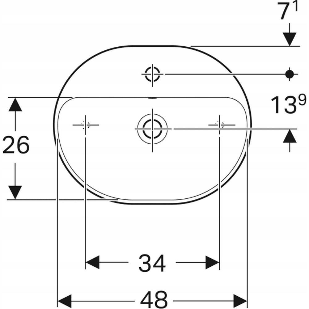 Umywalka Variform stawiana na blat, eliptyczna, B50 cm, H15.8 cm, T40 cm, z