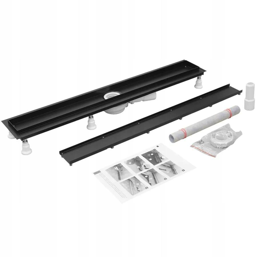 SCHEDPOL Odpływ liniowy Base-Low Black Standard Plus 80x8x7 do zab płytkami