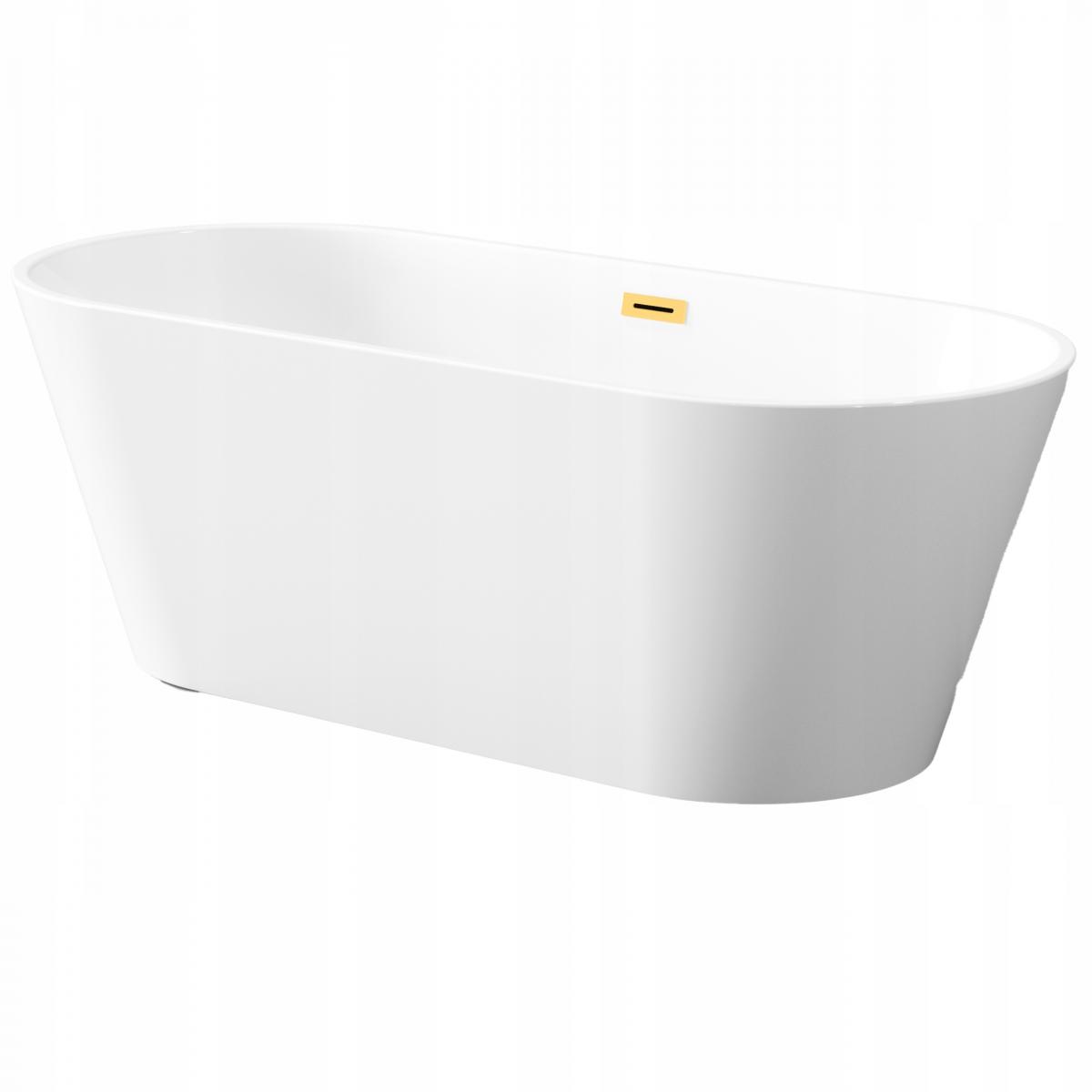 INVENA WANNA WOLNOSTOJĄCA 170 CM LIMNOS Z SYFONEM ZŁOTY