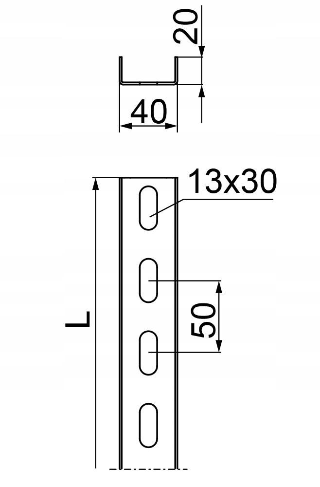 BAKS Ceownik CC40H20/3, grubość blachy 2,0mm